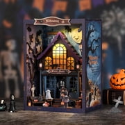 DIY Book Nook Kit, Hallowen Witch House 3D Wooden Puzzle for Bookshelf Insert Decoration, Miniature Tiny House Craft for Adults & Teens, Gift Idea for Hallowen