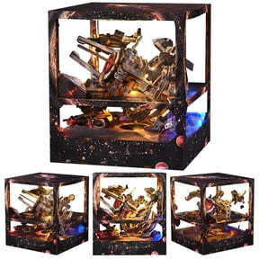 DIY Book Nook Kit with LED Light & Dust Cover, Nebula Wanderer Space Diorama 3D Wooden Puzzle, Miniature Spaceship Bookshelf Decor Gift for Adults Teens
