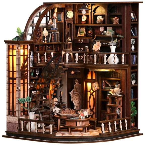 DIY Book Nook Kit for Adults, 3D Wooden Puzzle Miniature Dollhouse, Parent Craft, Perfect Gift for Family Friends