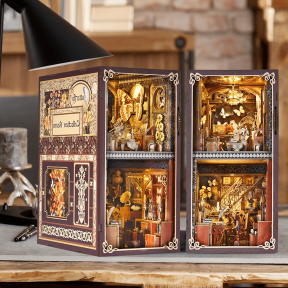 DIY Book Nook Kit with 3D Butterfly Collection Room Puzzle and LED Light - Create Your Own Cozy Reading Corner