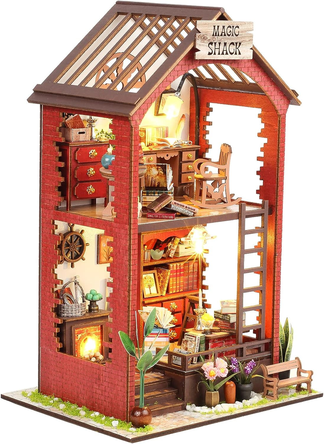 Funle Book Nook Kit for Adults, DIY Booknook Miniature Dollhouse with LED  Lights 3D Wooden Puzzle Bookend for Bookshelf Decor, Tiny Model Craft Kits
