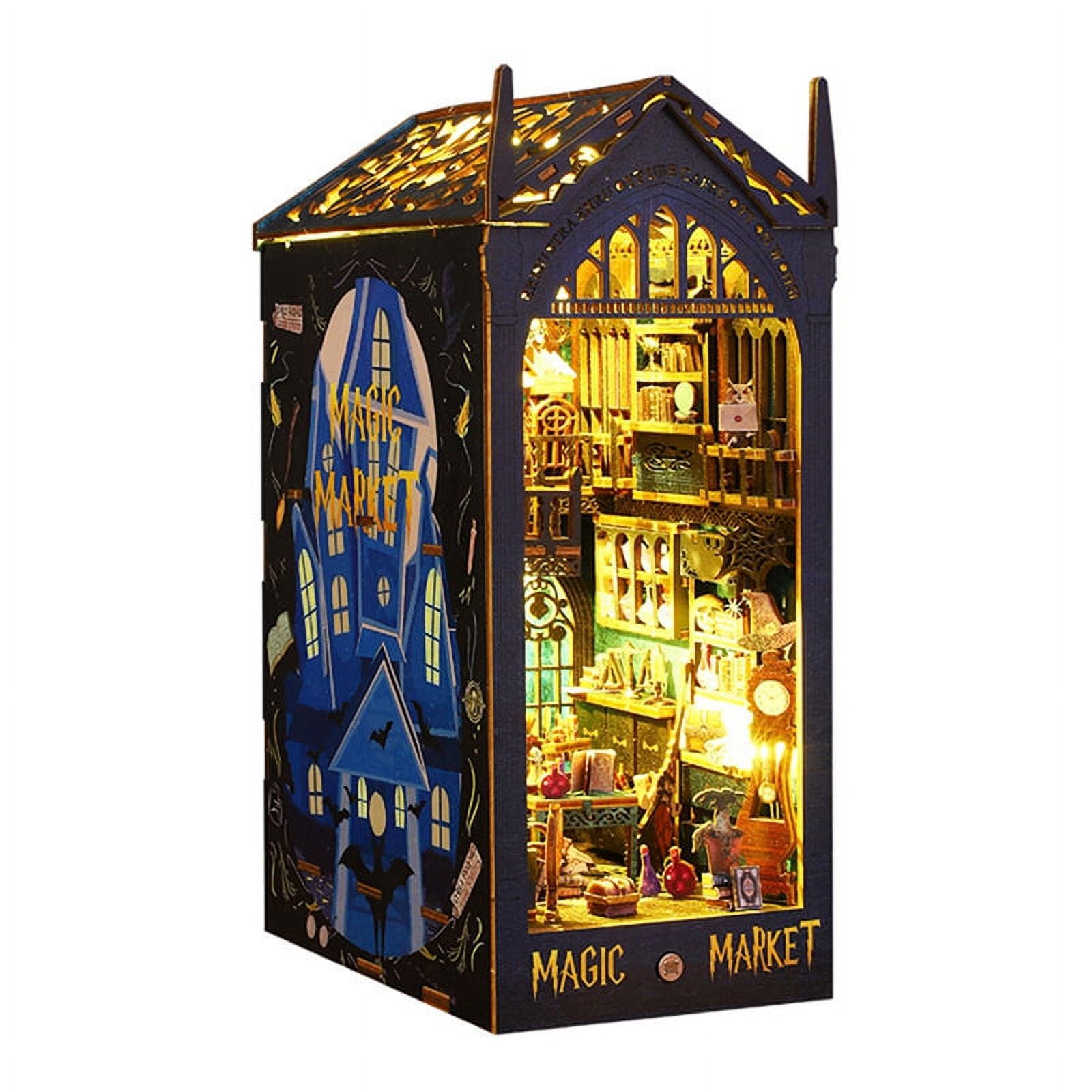 DIY Book Nook Miniature Kits for Adults, 3D Wooden Puzzle Miniature House Kit for Book Nook
