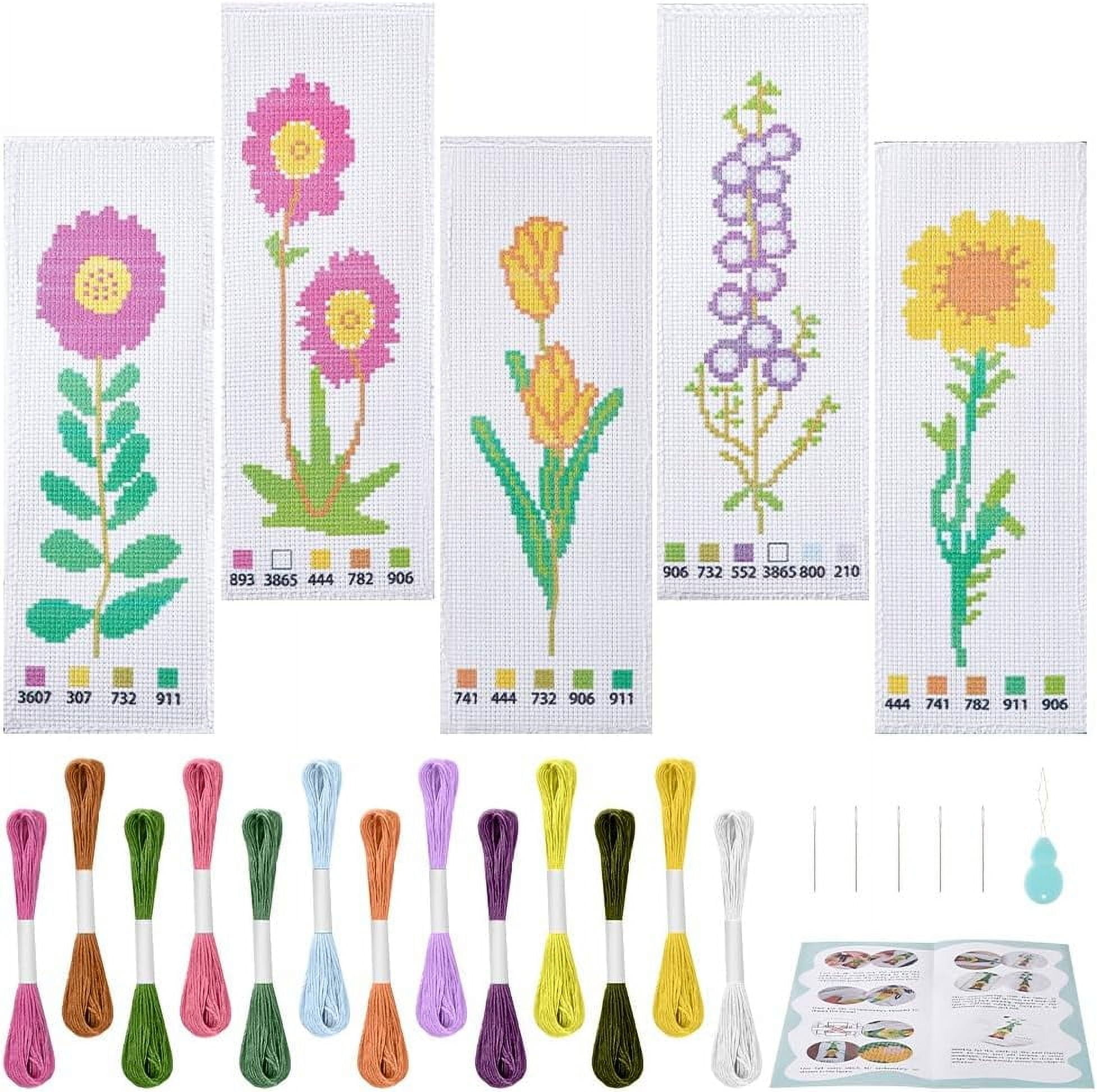 DIY Bookmark Cross-Stitch Kit with Embroidery Threads and Cotton Fabric ...