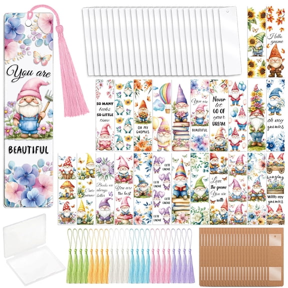 DIY Bookmark Kits include Polyester Tassel Decorations Plastic Heat Transfer Film Stickers Kraft Paper Bookmark Display Cards for making
