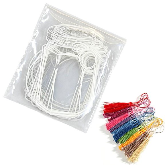 DIY Bottle Shape Bookmark Set, 20-Pack Clear Plastic Craft Tags with Tassels for Dried Flowers Specimen Display Gift