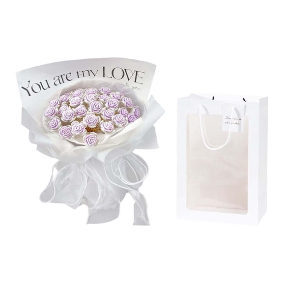 DIY Bouquet Set Handmade Roses Bouquet for Valentine's Day Anniversary Gift Violet 21pcs