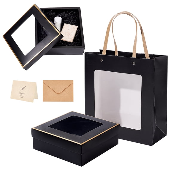DIY Box Making Kits including Paper Hand Bags Paper Jewelry Boxes Leaf Pattern Kraft Envelopes and Greeting Cards Set Boxes 10x25x26cm 2Pc/bag