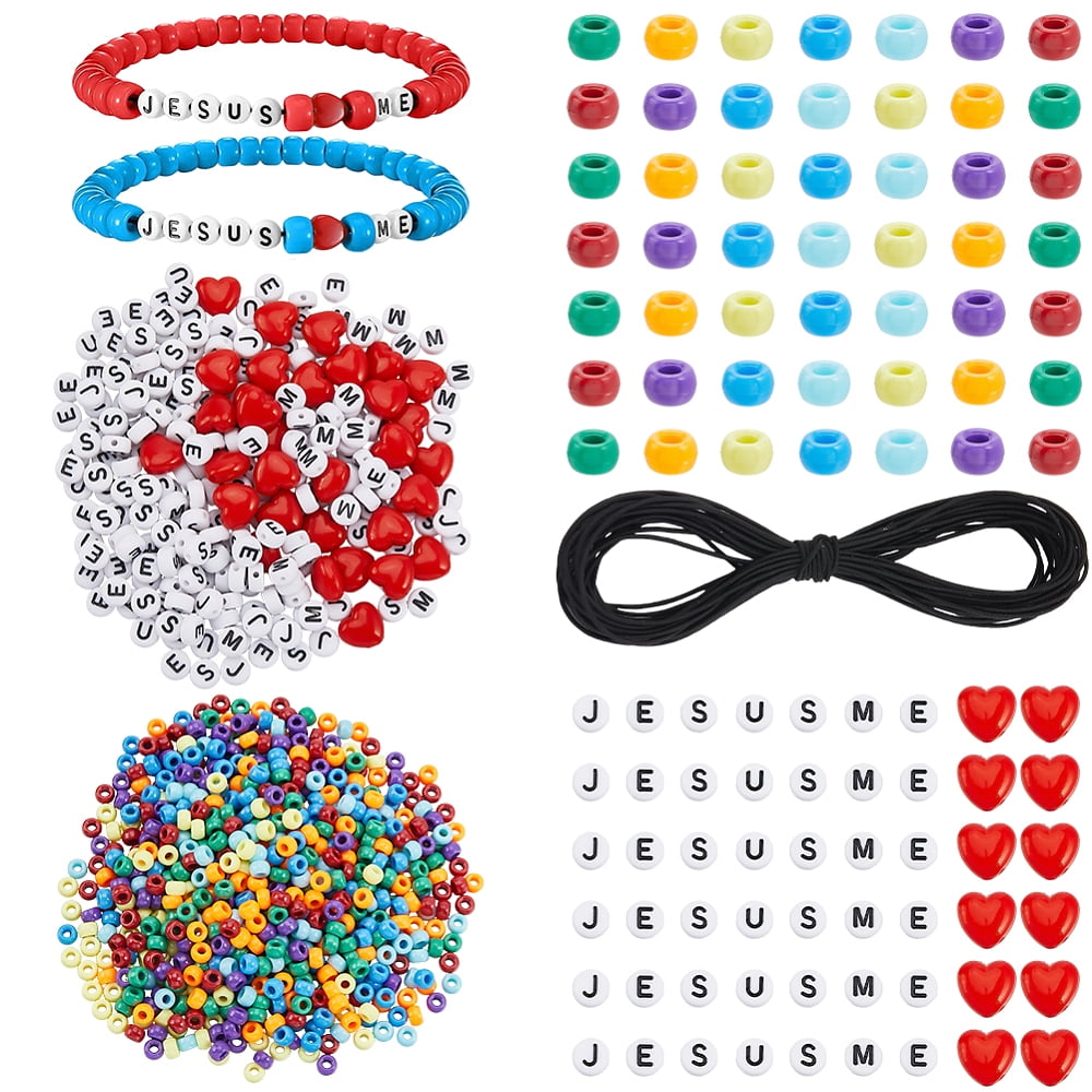 DIY Bracelets Making Kit Including Plastic & Acrylic Beads Polyester Elastic Cord Mixed Color 6x6mm Hole: 3.8mm