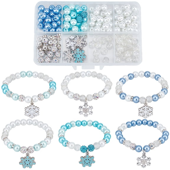 DIY Bracelets Making Kits including Glass Brass Polymer Clay Rhinestone Beads Brass Open Jump Rings and Elastic String Mixed Color 0.8mm