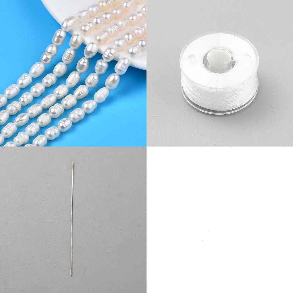DIY Bracelets Making Kits including Rice Natural Cultured Freshwater Pearl Beads Nylon Cord Stainless Steel Beading Needle Seashell Color for making