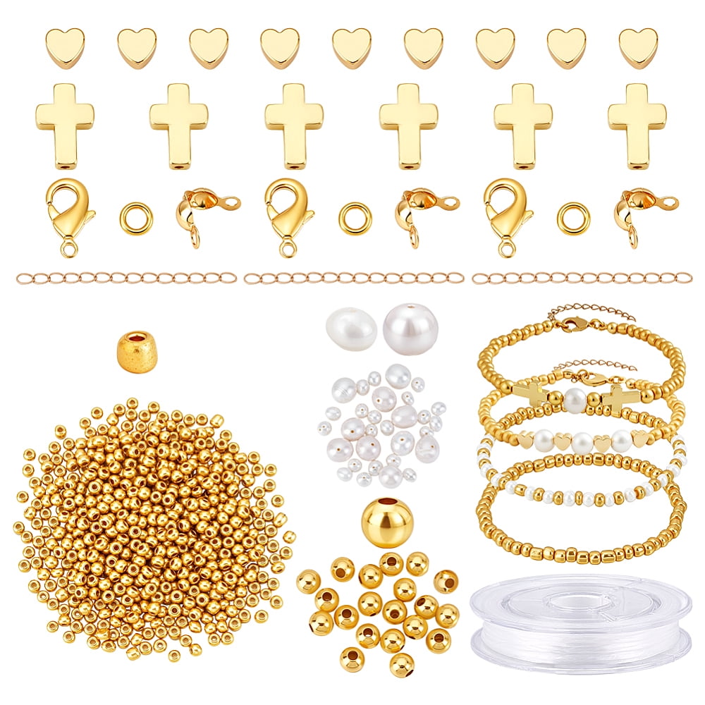 DIY Brass Beads Bracelet/Necklaces Making Kits Golden 5mm Hole: 1.5mm