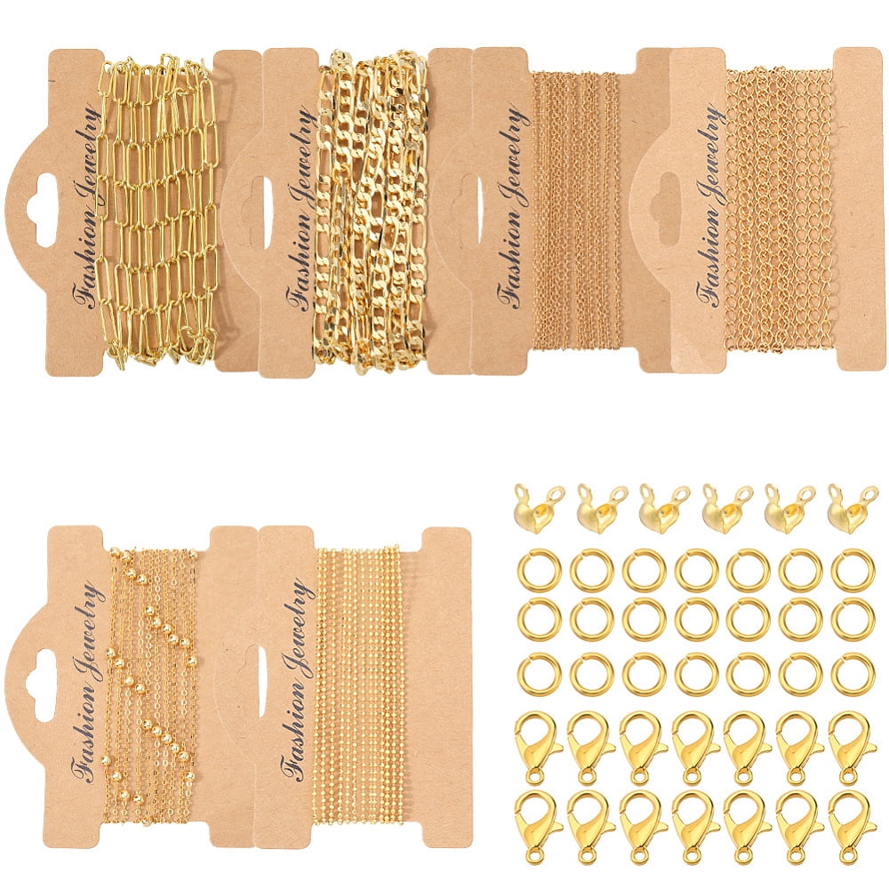 DIY Brass Bracelets Necklaces Jewelry Making Kits Real 18K Gold Plated 2~75x2~96x0.2~1mm Hole: 1~4mm