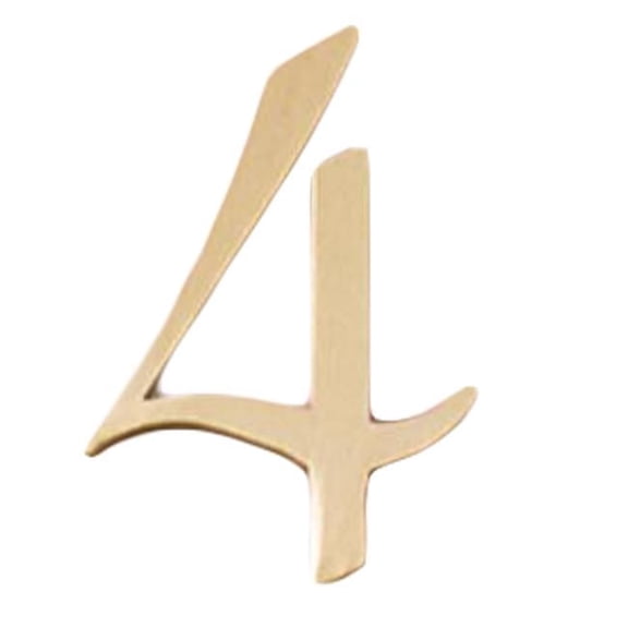 DIY Brass House Number Decorative Door Metal Numbers Sign, Number 4 - 2 Piece