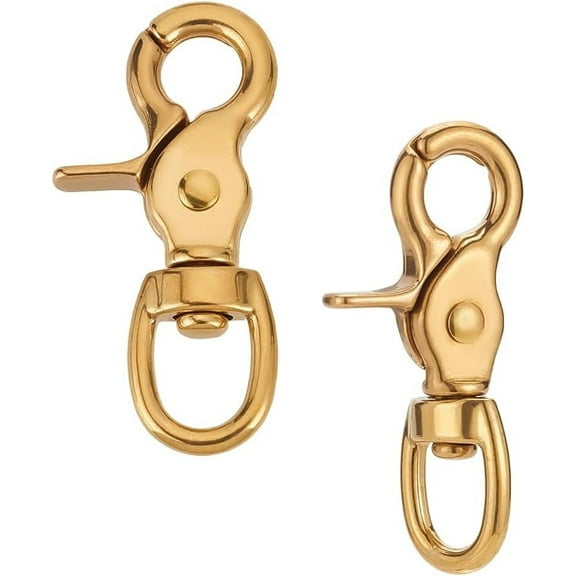 DIY Brass Trigger Snap Hooks 2 Pack Swivel Round Snap Clips 2.8''/7.1cm Lobster Claw Clips Pet Buckle Heavy Duty Swivel Eye Hooks for Pet Leashes Purse Strap Belting Leathercraft