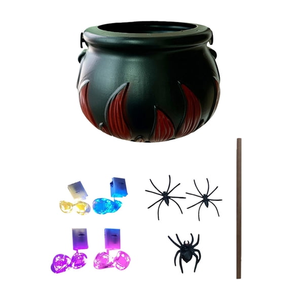 DIY Bubbling Witch Cauldron Kit – 12 Halloween Decor with LED Lights and Cotton for Indoor Tabletop Displays"