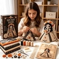 thumbnail image 1 of DIY Butterfly Soul Patchwork Doll Sewing Kit, Sugar Skull Fairy Fabric Doll Making Supplies, Complete Embroidery Craft Set for Adults Beginners, Day of The Dead Handmade Decor Gift 20cm, 1 of 4