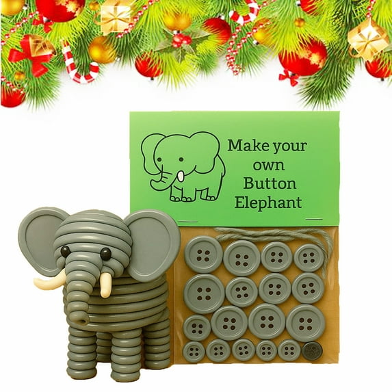 DIY Button Animal Craft Kit, Animal Theme Fun Christmas Button Christmas Tree Ornament Kit with Turtle, Owl, Rabbit, Christmass Tree Hanging Decorations, DIY Ornaments Kits