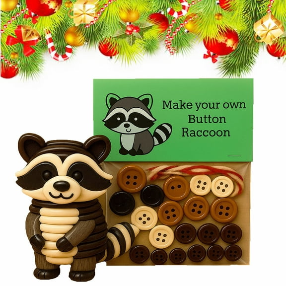 DIY Button Animal Craft Kit, Animal Theme Fun Christmas Button Christmas Tree Ornament Kit with Turtle, Owl, Rabbit, Christmass Tree Hanging Decorations, DIY Ornaments Kits