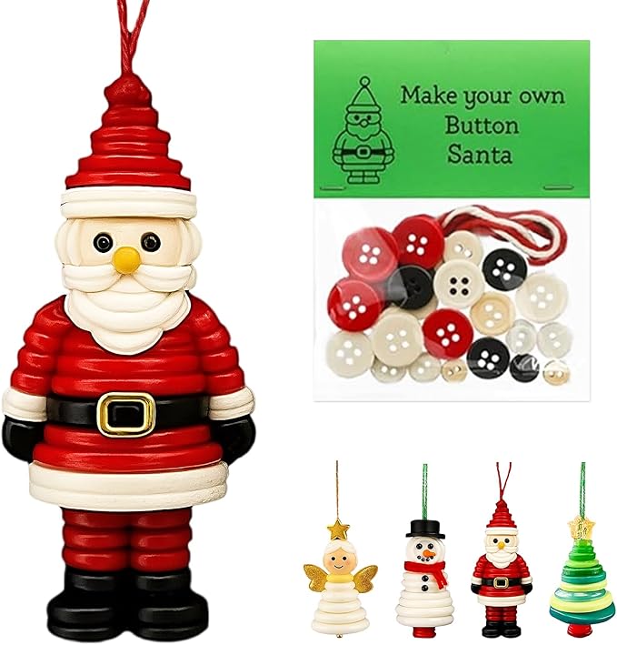 DIY Button Christmas Ornament Kit, Christmas Tree DIY Button Kit ...