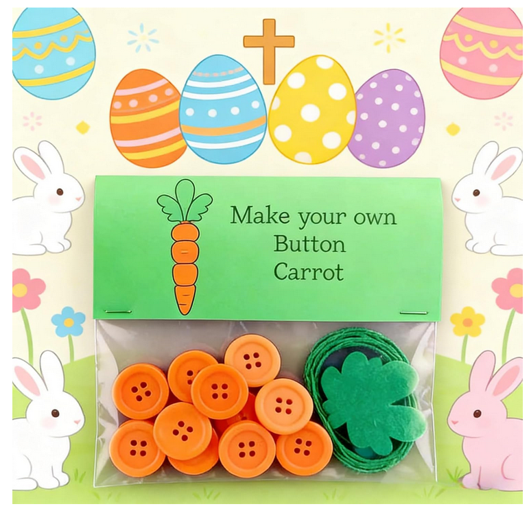 DIY Button Easter Ornament, Bunny/Carrot/Egg Button Pendant, Cute ...