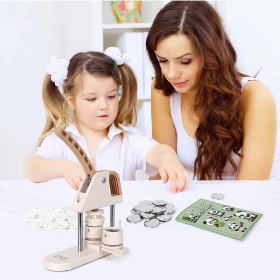 DIY Button Maker Kit for Kids Easy Pin Badge Press Machine with Circle Cutter & Magic Book, 58mm Handmade Badge Crafting Set Perfect for School Projects and Creative Activities