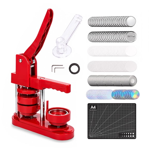 DIY Button Maker Machine Kit 58mm Badge Press Machine with 100 Sets Making Supplies+Cutting Mat