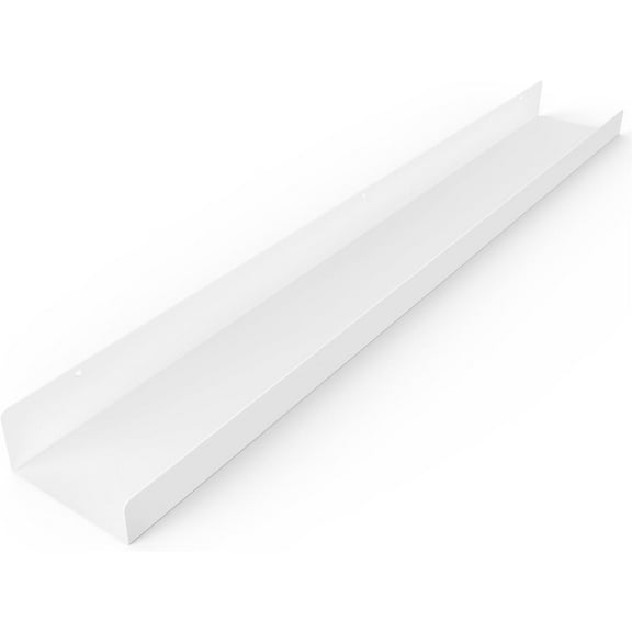 DIY CARTEL Made in USA Floating Metal Wall Shelf Picture Ledge - USA Manufactured Steel - Industrial Heavy Duty Modern Farmhouse Rustic Designed Shelf (30in White)