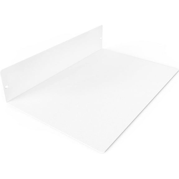 DIY CARTEL Made in USA Linear Floating Shelf - Forged USA Manufactured Steel - Industrial Heavy Duty Metal Wall Mounted Modern Rustic Farmhouse Designed Shelf (12-in X 8-in Powder Coated White)