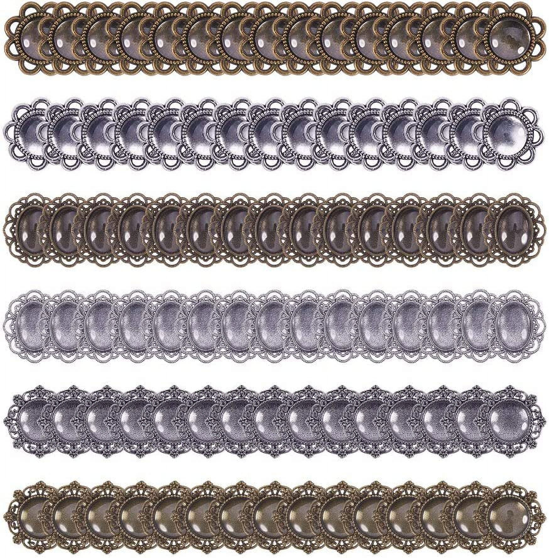 DIY Cabochon Settings Making with Alloy Findings and Glass Cabochons Clear Mixed Color 29.5x25.5x2mm