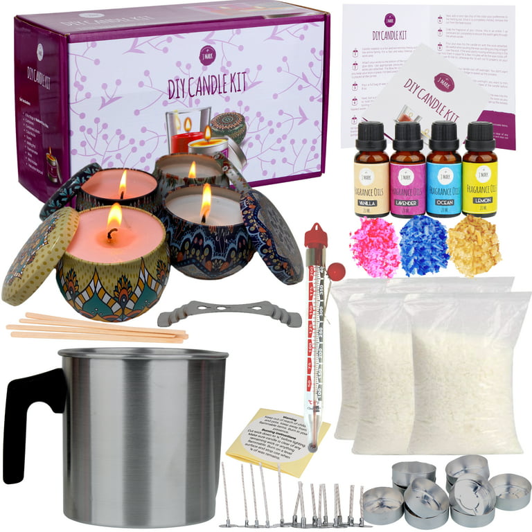 Complete Candle Making Kit for Adults Kids,Candle Making Supplies Include  Soy Wax for Candle Making,Fragrance Oils Candle Wicks Dyes Jars Melting