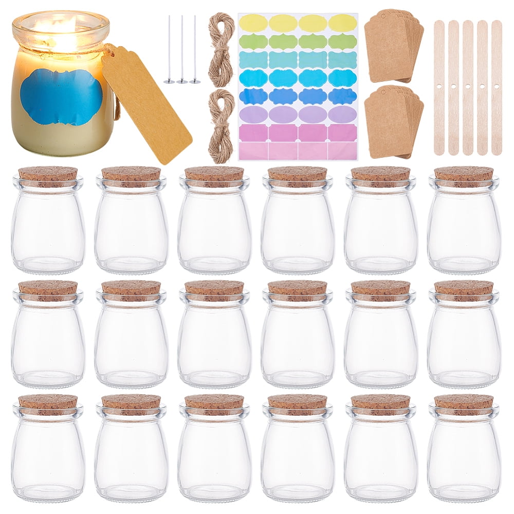 DIY Candle Making Kits including 2 Sheets PVC Blank Self-Adhesive Stickers Paper Blank Gift Tags 20Pcs Glass Wishing Bottles