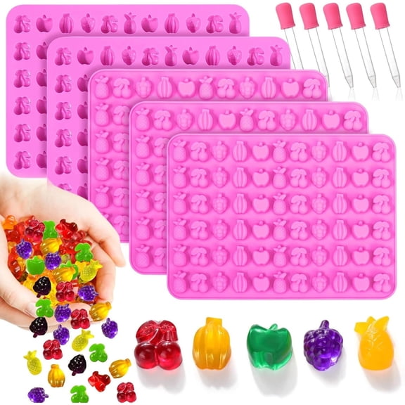 DIY Candy Making Kit Silicone Gummy Molds 5 Pcs Mini Fruit Snack Molds
