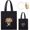 thumbnail image 1 of DIY Canvas Tote Bag Embroidery Kit with Pattern Flower Pattern Black Canvas Bag Cross Stitch Kit Personalized Canvas Bag Needlepoint Kit for Beginner DIY Crafts Supplies DIY, 1 of 7