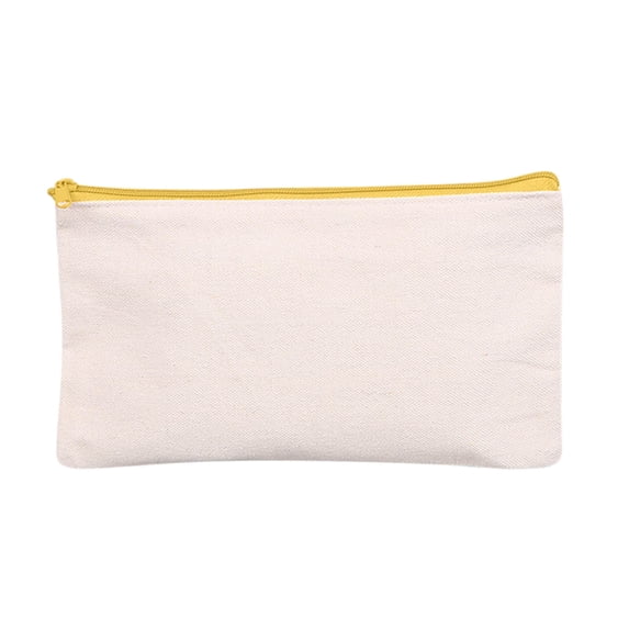 DIY Canvas Zipper Pouch - Multi - Purpose Makeup Bag & Pen Pencil Case - High - Quality Soft Canvas for Travel, Organizing, and Personalization,Yellow