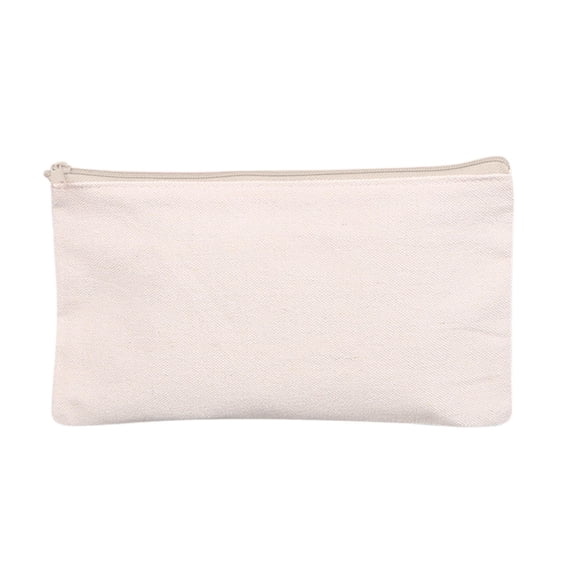 DIY Canvas Zipper Pouch - Multi - Purpose Makeup Bag & Pen Pencil Case - High - Quality Soft Canvas for Travel, Organizing, and Personalization,Beige