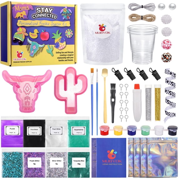 DIY Car Freshie Starter Kit with Unscented Aroma Beads, Silicone Molds ...