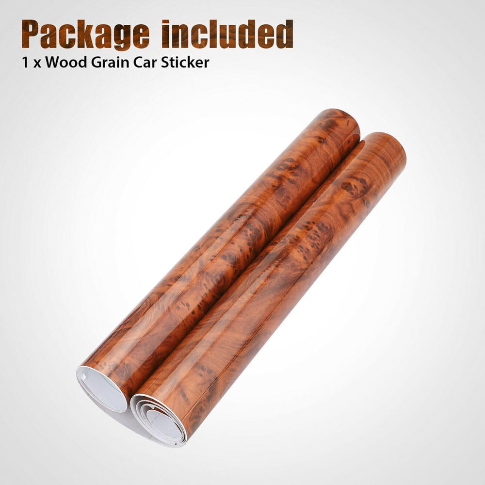 DIY Car Interior Sticker Wood Grain Textured Glossy Vinyl Wrap Decal