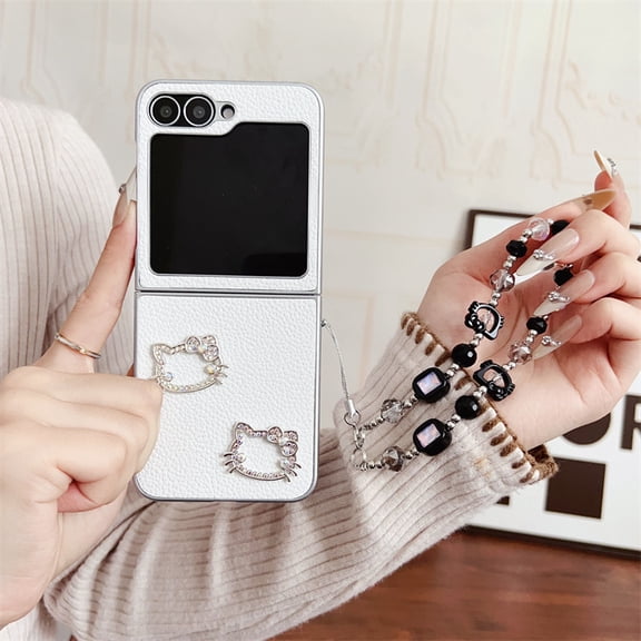 DIY Cartoon Cute Bracelet Lychee Pattern Phone Case Suitable for Samsung Z Flip6 Flip5 Flip4 Flip3 Moto Razr 60 50 Ultra