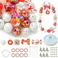 thumbnail image 1 of DIY Cartoon Keychain Making Kit Including Resin Pendants Alloy Spring Gate Rings Acrylic Beads Bowknot & Candy & Strawberry Red 95Pcs/bag, 1 of 6
