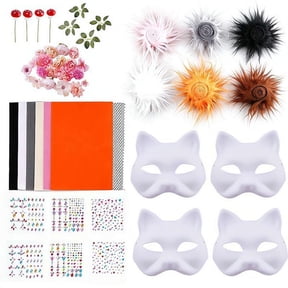 DIY Cat Mask Craft Kit, Blank Felt & Plush Material Set for Therian Gear, Create Your Own Unique Cat Mask