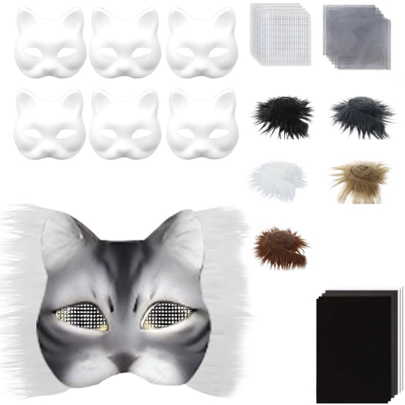 DIY Cat Mask Craft Kit Blank Felt Plush Material Set For Therian diy-cat-mask-craft-kit-blank-felt-plush-material-set-for-therian