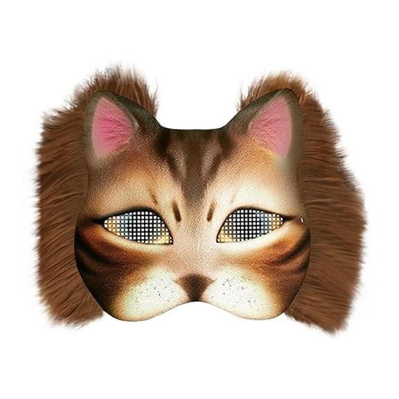 DIY Cat Mask Craft Kit with Blank Mask Base, Faux Fur Fabric and Plastic Mesh for Halloween Cosplay Costume Party Supplies