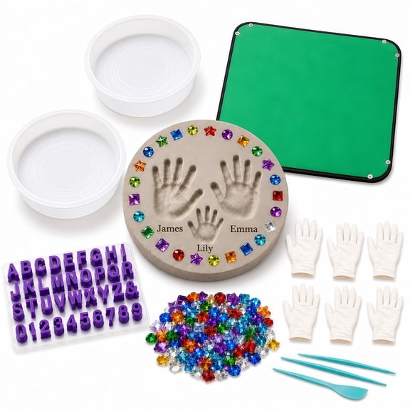 DIY Cement Handprint Garden Stepping Stone Making Kit with Mold
