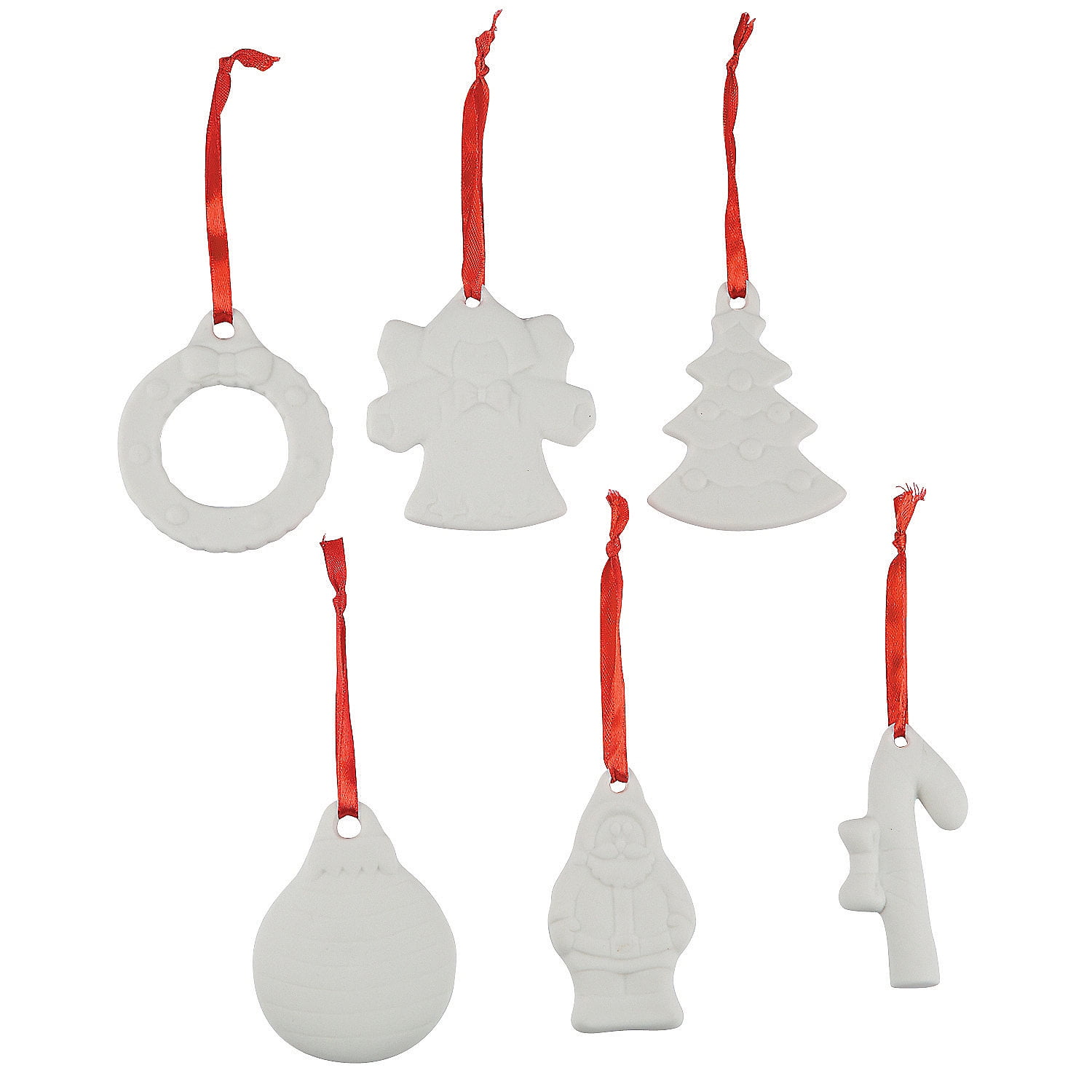 DIY Ceramic Glazed Ornaments, Craft Kits, Christmas, 6 Pieces