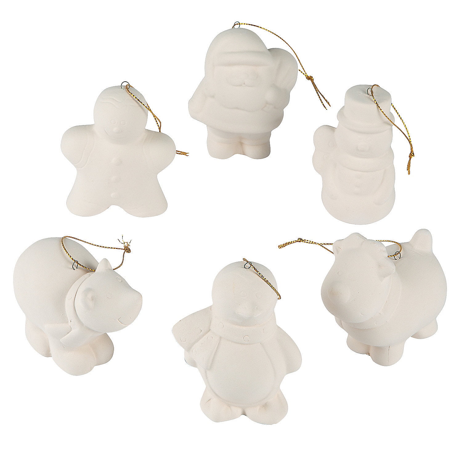 DIY Ceramic Holiday Character Christmas Ornaments, Craft Kits, Christmas, 12 Pieces