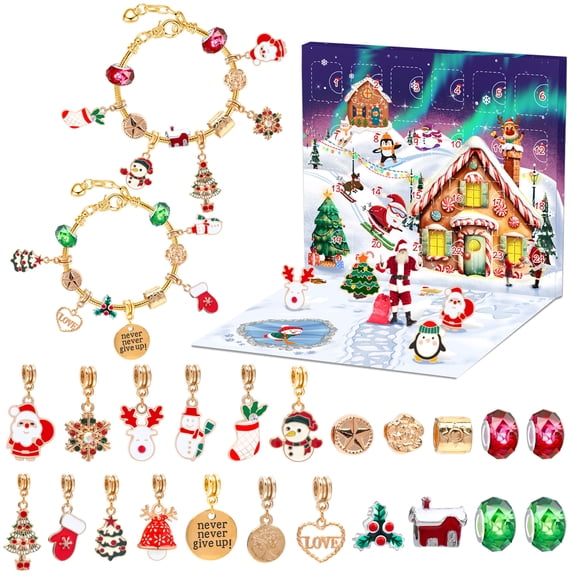 DIY Charm Bracelets Kits Christmas Countdown Calendar, Jewelry Making kit for Girls