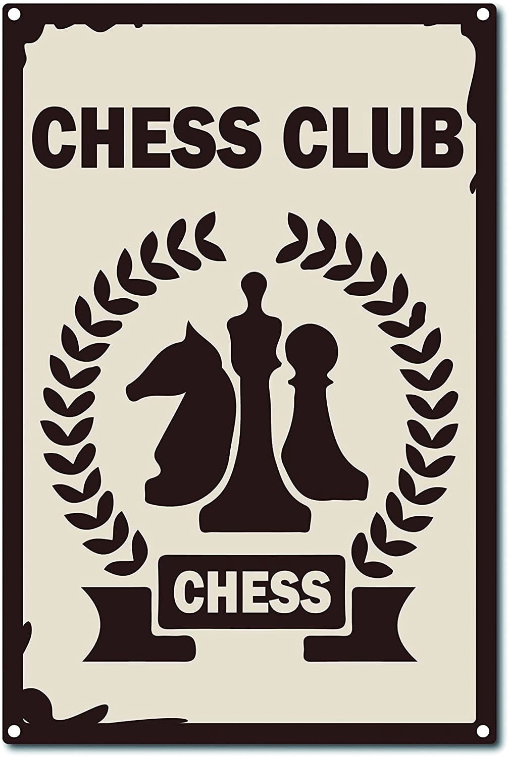 DIY Chess Club Tin Sign Vintage Metal Wall Decor Decoration Art Mural ...