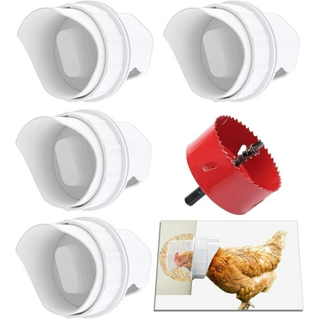 DIY Chicken Feeder Rain Proof Poultry Feeder Port Gravity Feed Kit for Buckets, Barrels, Bins, Troughs