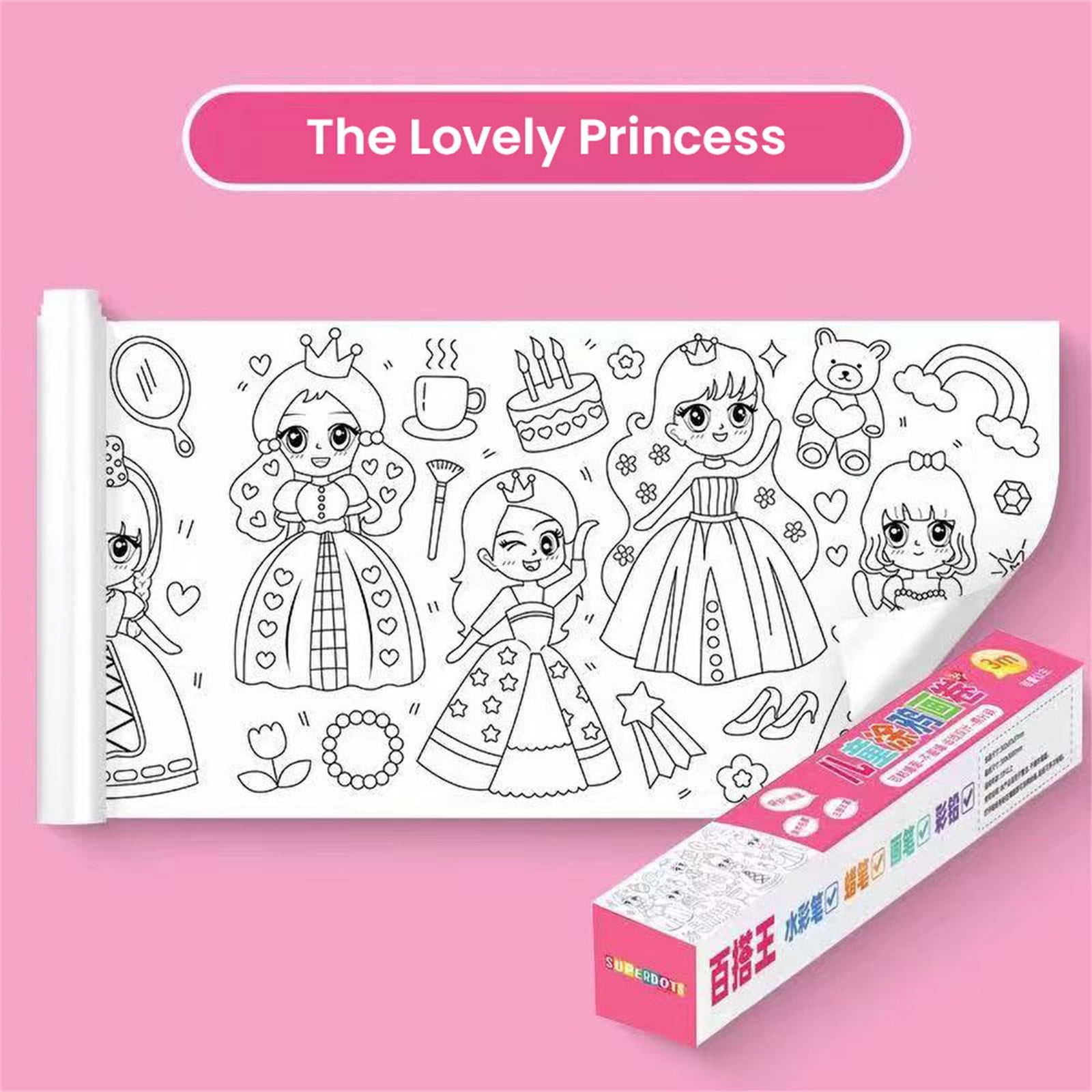 DIY Children's Drawing Roll, Coloring Paper Roll for Kids, 120 * 11.8 Inch  Drawing Paper Roll DIY Painting Drawing Paper, Sticky Color Filling Paper  Early Educational Toys 