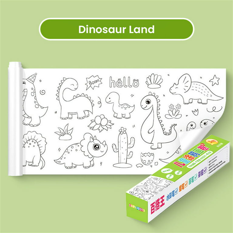 Vrrtoe Children Drawing Roll Paper for Kids, 118 * 11.8 Inch Coloring Paper  Roll for Kids Sticky Drawing Paper Roll for Toddler, Wall Coloring